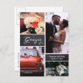 Chalked Photo Collage素朴結婚の「Grazie」 案内ポストカード (正面/裏面)