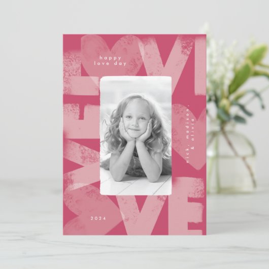 Chalky Graffitiおもしろい赤バレンタインフォトカード シーズンカード (スタンド正面)