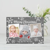 Chalky Snowfall 3フォトクリスマス シーズンカード (スタンド正面)