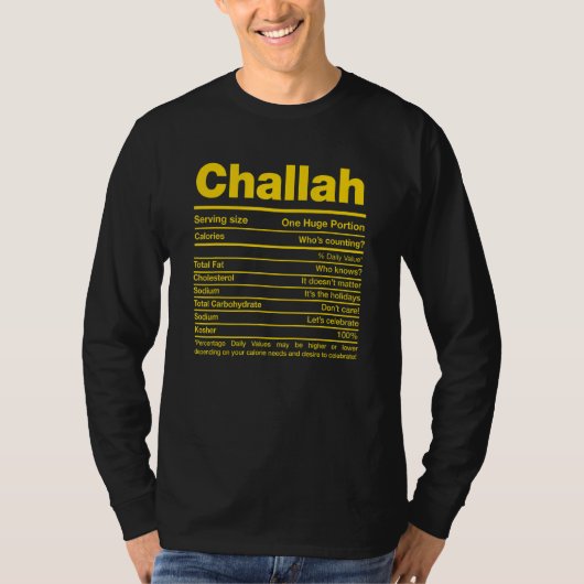 Challah栄養ファクトHanukkahユダヤ人Kosher Hoge Tシャツ (正面)