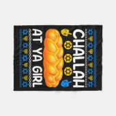 Challah At Ya Girl Jewish Hanukkah Fun  フリースブランケット (正面(横))