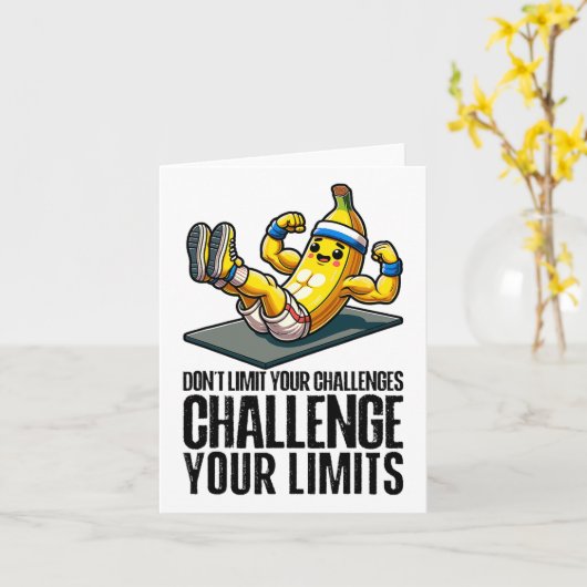 Challenge Your Limits Bodybuilder Abdominal Muscle カード (黄色い花)