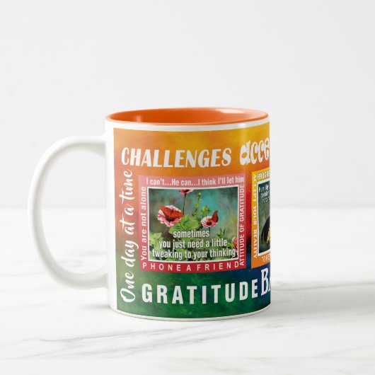 challenges slogans butterflies 12-step mug ツートーンマグカップ (左)