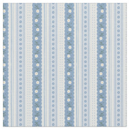 Chambray Blue Scallop Vine Floral Stripe ファブリック