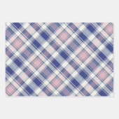 Chambray, Light Pink, Light Grey-Blue... Plaid ラッピングペーパーシート (正面)