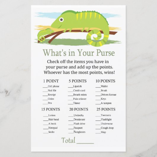 Chameleonあなたの財布ゲームのベビーシャワーの中に何がある (正面)