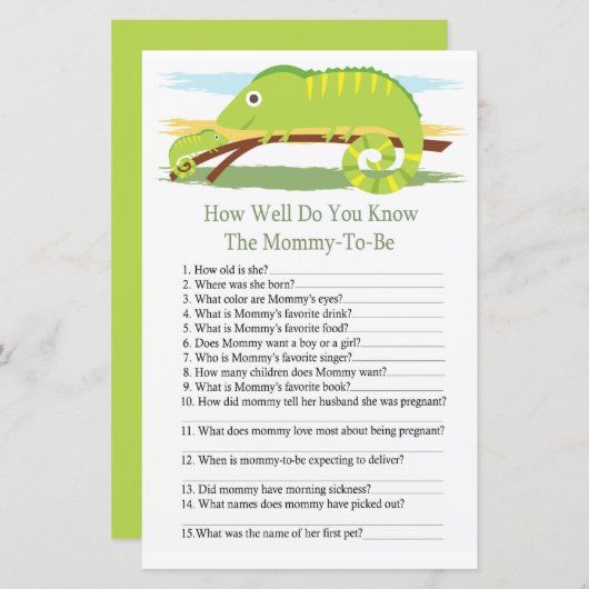 Chameleonあなたはどのように良く赤ちゃんシャワーゲームを知っている (正面/裏面)