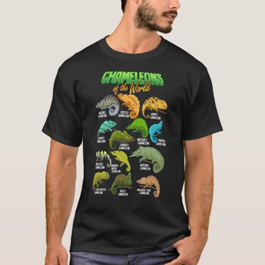 Chameleon Animals of the World Reptile Lizard Herp Tシャツ (正面)