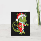 Chameleon Christmas Lights Santa Costume Cute Anim カード (正面)