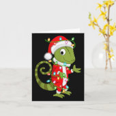 Chameleon Christmas Lights Santa Costume Cute Anim カード (黄色い花)