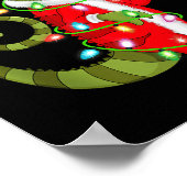 Chameleon Christmas Lights Santa Costume Cute Anim ポスター (角)