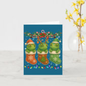 Chameleon In Christmas Socks Lights Chameleon Xmas カード (黄色い花)