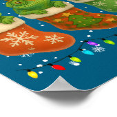 Chameleon In Christmas Socks Lights Chameleon Xmas ポスター (角)