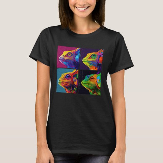 Chameleon Pop Illustration Colorful Animal Women   Tシャツ (正面)