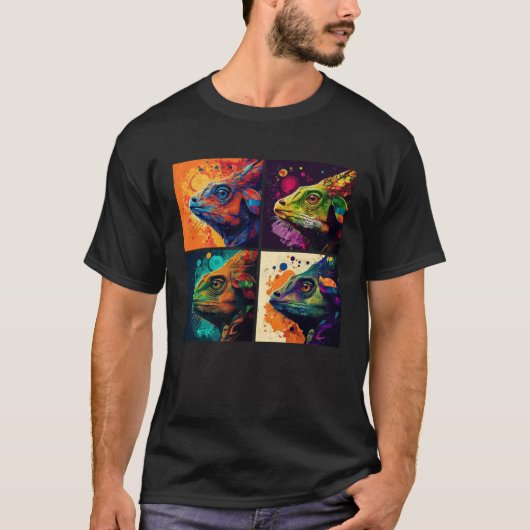 Chameleon Pop Illustration Colorful Animal Women   Tシャツ (正面)