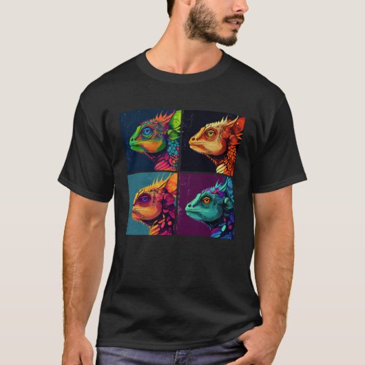 Chameleon Pop Illustration Colorful Animal Women   Tシャツ (正面)