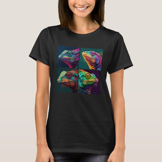 Chameleon Pop Illustration Colorful Animal Women   Tシャツ (正面)