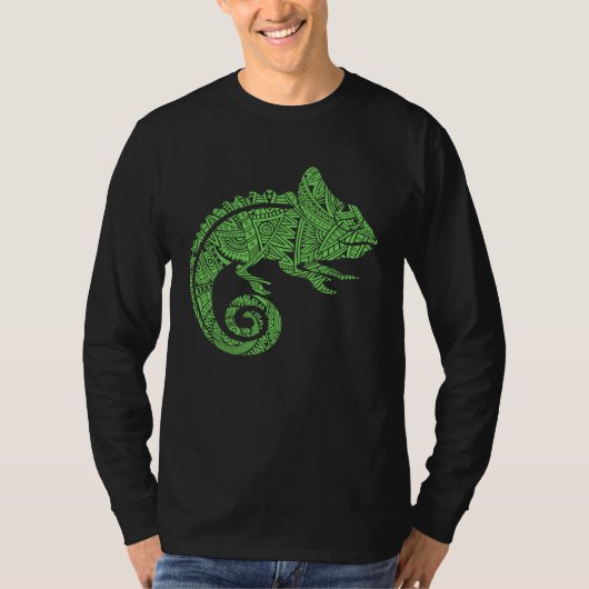 Chameleon Reptile Animal Aztec Maya Maori Tribal P Tシャツ (正面)
