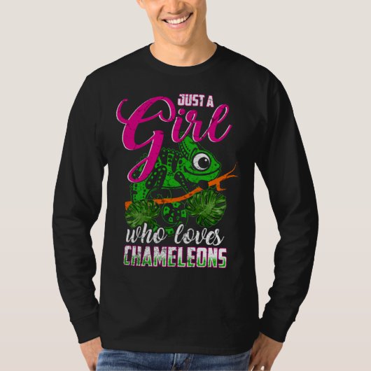Chameleon Reptile Animal Girl Woman Tシャツ (正面)