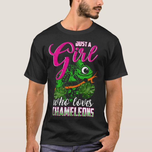 Chameleon Reptile Animal Girl Woman Tシャツ (正面)