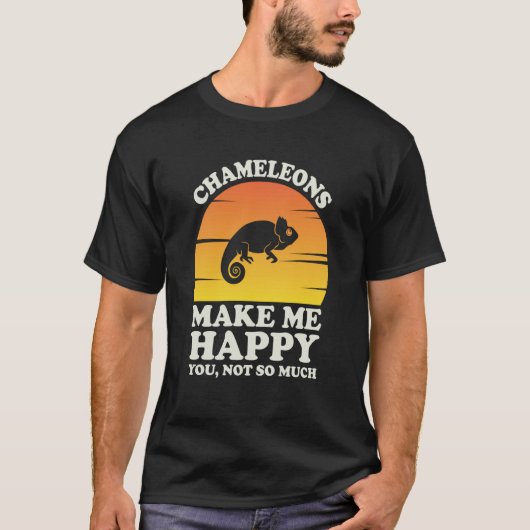 Chameleons Make Me Happy Chameleon Clothes Chamele Tシャツ (正面)