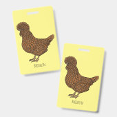 Chamois polish chicken cartoon illustration  バッジ (正面＆裏面)