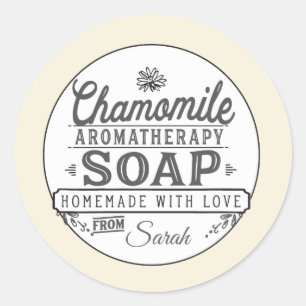 Chamomileの石鹸はステッカーを分類します ラウンドシール