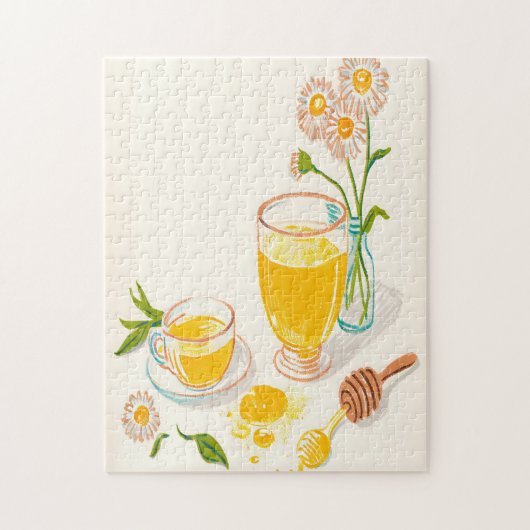 Chamomile Serenity – Tea & Honey Jigsaw Puzzle ジグソーパズル (縦)