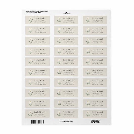 Chamomile Sprig - Soft Cream ラベル (フルシート)