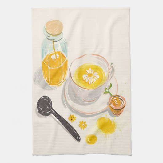 Chamomile Tea & Honey Kitchen Towels キッチンタオル (縦)