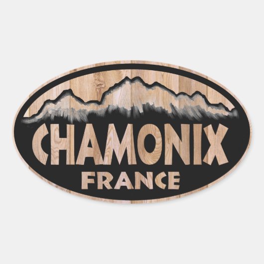 Chamonix France木製サインオーバルシール 楕円形シール (正面)