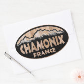 Chamonix France木製サインオーバルシール 楕円形シール (封筒)