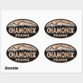 Chamonix France木製サインオーバルシール 楕円形シール (シート)