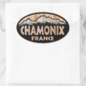 Chamonix France木製サインオーバルシール 楕円形シール (バッグ)