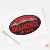 Chamonix France赤い楕円形のシール 楕円形シール (封筒)