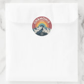 Chamonix France Retro Mountain Sticker ラウンドシール (バッグ)
