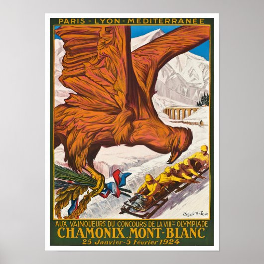 Chamonix France vintage travel ポスター (正面)