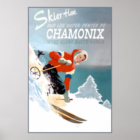Chamonix Mont Blanc France Poster New Retro Winter ポスター (正面)