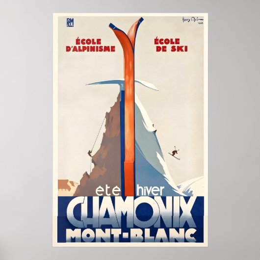 Chamonix Mont Blanc France Vintage Travel Poster ポスター (正面)