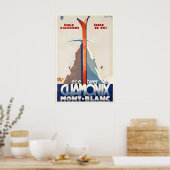 Chamonix Mont Blanc France Vintage Travel Poster ポスター (キッチン)