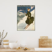 Chamonix Mont Blanc Vintage French Skiing Poster ポスター (キッチン)