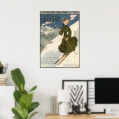 Chamonix Mont Blanc Vintage French Skiing Poster ポスター (ホームオフィス)
