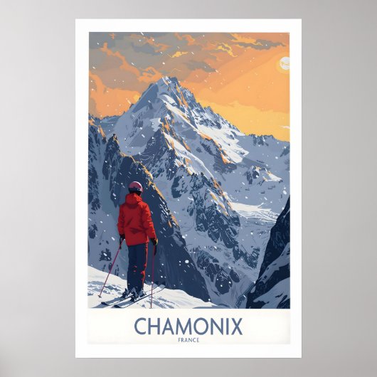 Chamonix Ski Print - France 1 ポスター (正面)
