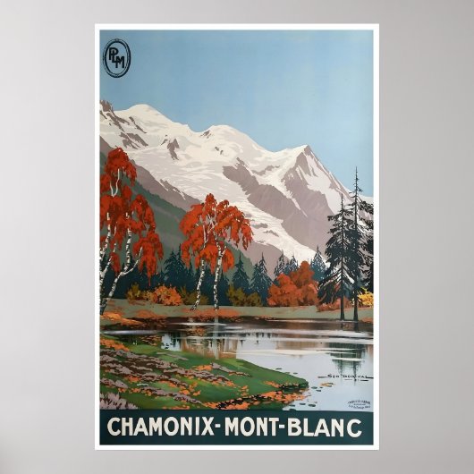 Chamonix Travel Poster Mont Blanc France Art ポスター (正面)