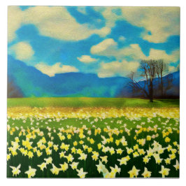 Champ de jonquilles - peinture タイル