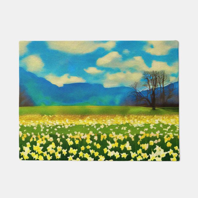 Champ de jonquilles - peinture ドアマット (正面)