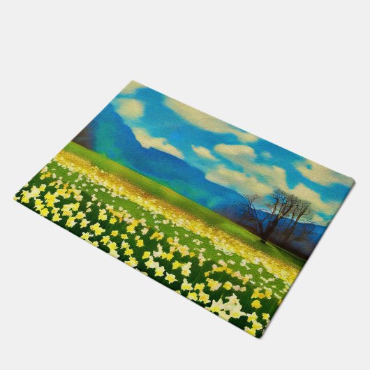 Champ de jonquilles - peinture ドアマット (アングル)
