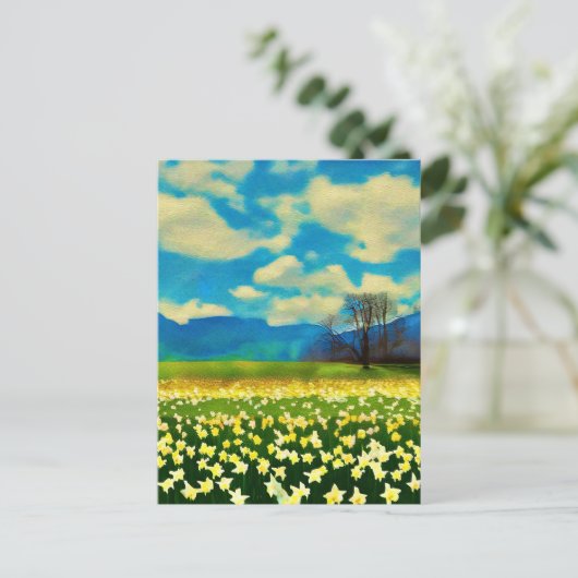 Champ de jonquilles - peinture ポストカード (スタンド正面)