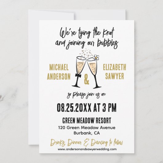 Champagneおもしろいをテーマにしたフラットデイトカードを保存 セーブザデート (正面)