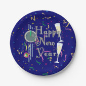 Champagne and Countdown Clock New Years ペーパープレート (正面)